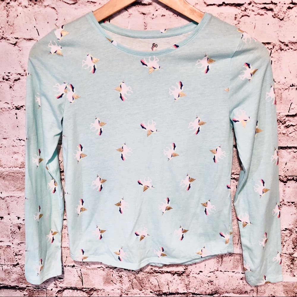 SO Big Girl’s Long Sleeve 🦄 Unicorn Casual Top